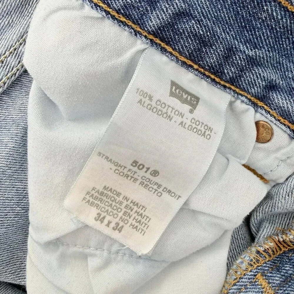 Levi's Jeans Men's 501 XX Straight Leg Blue Denim Size 34x34